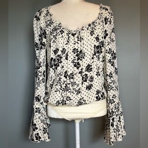 Free People Floral Polka Dot Longsleeve Bodysuit